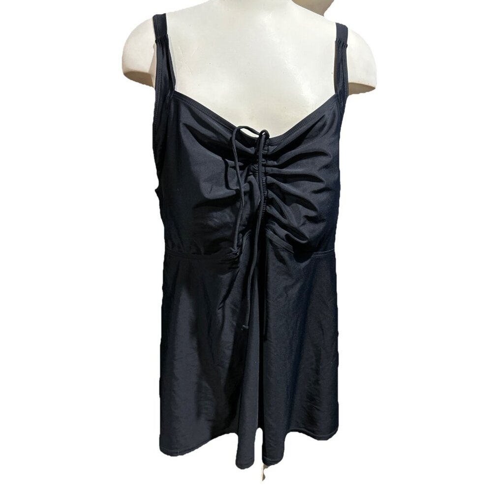 Hannah Nikole Swim Top Black Womens Size 24W Beach Vaca Adjustable New